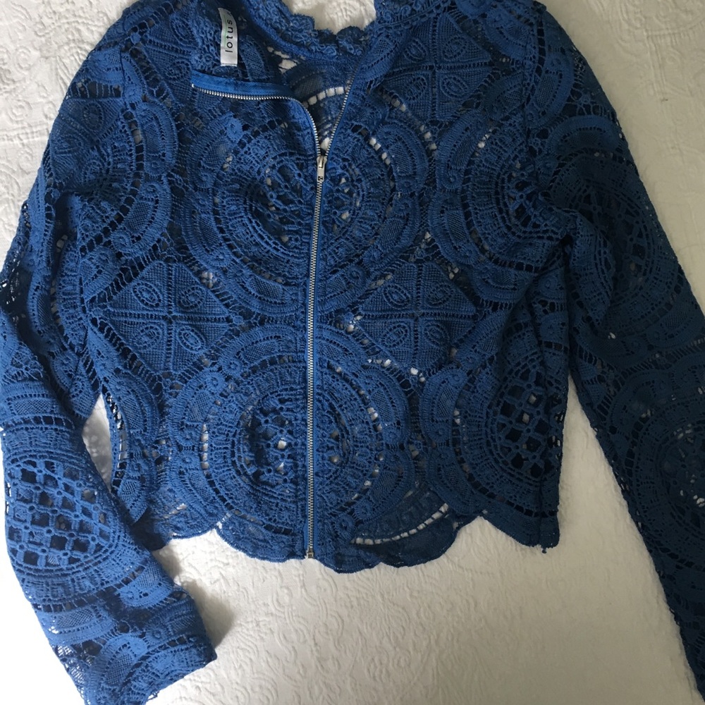 Unique blue lace cover up.